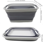 SAMMART 42L(11 gallon) Collapsible Plastic Laundry Basket-Foldable Pop Up Storage Container/Organizer-Portable Washing Tub-Space Saving,Water capacity 34L(9 gallon) (1 Rectangular - strengthen, Grey)