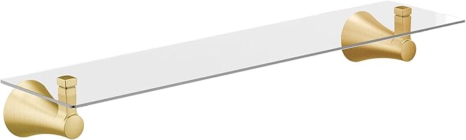 Moen Flara Brushed Gold Glass Bathroom Vanity Shelf, 21" W x 5.19" D x 3" H, YB0390BG