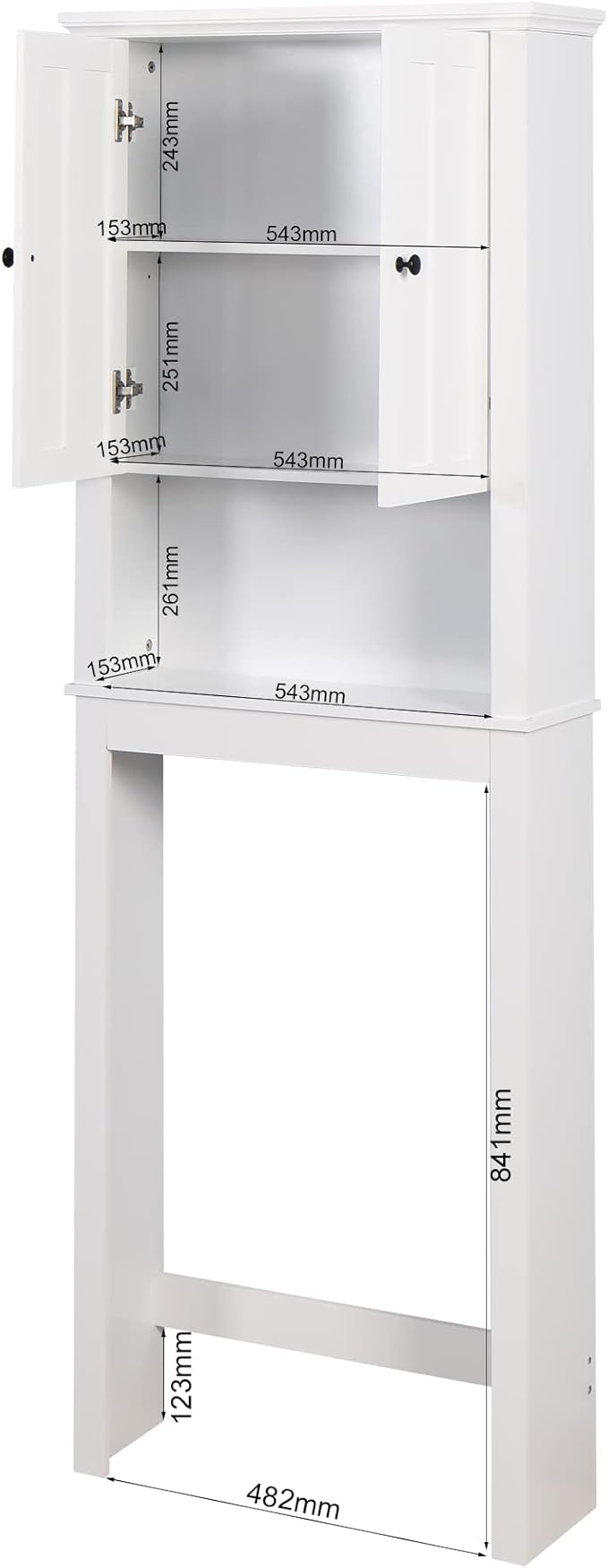 Over The Toilet Storage Cabinet, Storage Cabinet Over Toilet with Door & Adjustable Shelves, Home Space Saver for Bathroom (White6)