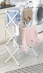 Whitmor Expandable Clothes Drying Rack: 3 Tier Laundry Drying Rack, Collapsible Drying Rack Clothing, Portable Space Saving Clothing Rack for Indoor Outdoor, 14.50" L x 35.5" W x 45.2" H, White
