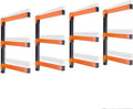 Heavy Duty Lumber Storage Rack Wall Mount, Large Metal Bracket for Wood, Plywood, PVC Pipes & Long Tools, Indoor & Outdoor Use (3 Level & 2 Pairs)
