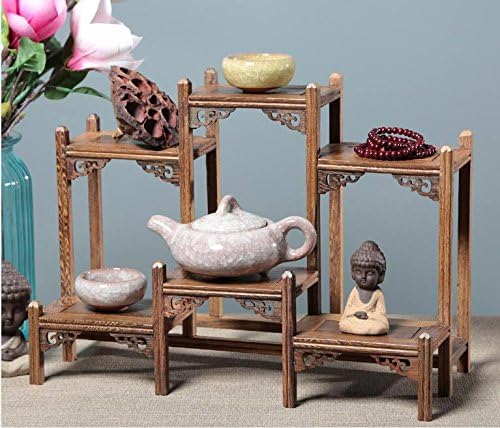 NWFashion Chinese Wooden Assemble Display Stand Symmetric Short Floor Curio Cabinets Shelf (1)