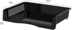 6 Pack Office Stackable Letter Tray, Plastic Stackable Paper Storage Basket Tray, Black