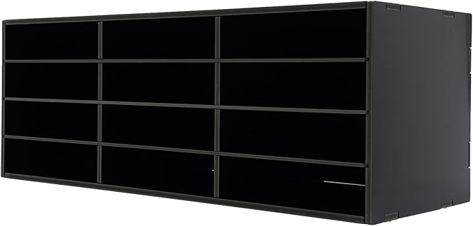 12 Compartments Paper Organizer for Desk, Desk Literature Organizer, Student Mailbox for Classroom, Desktop Bill Paper Storager File Sorter for Home Office Classroom(Black)