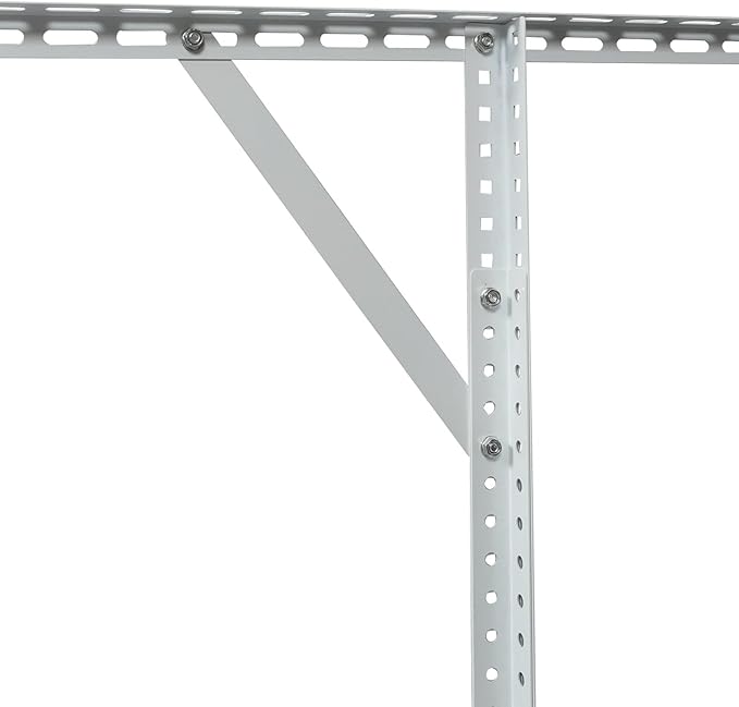 2x8FT Overhead Garage Storage Rack, Adjustable Ceiling Mounted Heavy Duty Metal Organization System, 22-40 Inch Height Dropdown, 450lbs Capacity, White