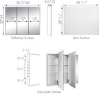 Design House Cyprus Medicine Cabinet, 3 Frameless Mirrored Doors, 2 Adjustable Shelves, Pre-Assembled, Surce or Recess-Mounted, White, 36.3 in. W x 4.4 in. D x 30.1 in. H, 590265