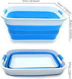 SAMMART Set of 2-41L(10.8 gallon) Collapsible Plastic Laundry Basket-Pop Up Storage Container-Portable Washing Tub-Space Saving Hamper/Basket, Water capacity:32L(8.4 gallon) (2 rectangular, Sky Blue)