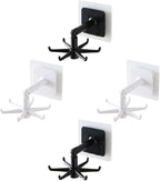 Healifty 4pcs Rotatable Kitchen Utensil Hooks Wall Hangers, Adhesive Under Cabinet Hook Set in Black and White, 360-degree Swivel Storage for Kitchen Organization and Easy Access
