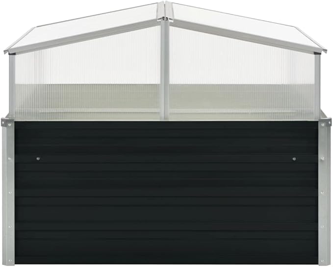 Modern Anthracite Greenhouse with Polycarbonate Panels, Galvanized Steel Frame for Outdoor Herb, Vegetable, and Flower Gardening