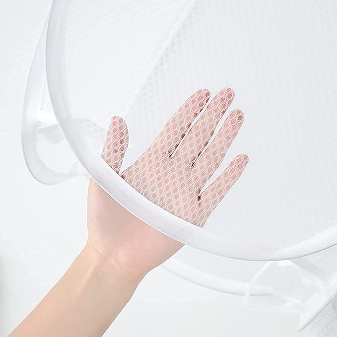 Pack of 2 Pop Up Laundry Hampers, Collapsible Mesh Laundry Baskets, Foldable Clothes Hampers for Bathroom, College Dorm, Travel (White)