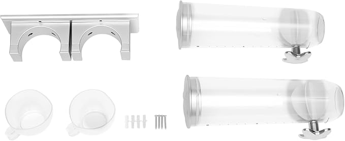 2 Pack 3L/101oz Food Dispenser Wall Mounted Grain Dispenser with 2 Cups Candy Storage Container Double Dry Food Dispensers Wall Mount for Coffee Beans, Nuts, Rice, Millet, Beans (Silver)