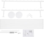 Heavy Duty Iron Ribbon Organizer Rack Wall Mounted, 12-Rod Modern Metal Craft Organizer for Ribbons, Wrapping Paper, Vinyl Rolls, Space Saving Storage Rack for Florist, Home (White)