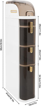 4-Tire Plastic Slim Storage Cabinet, Rolling Bathroom Floor Cabinet with Toilet Paper Holder for Small Sapce Bedroom Living Room