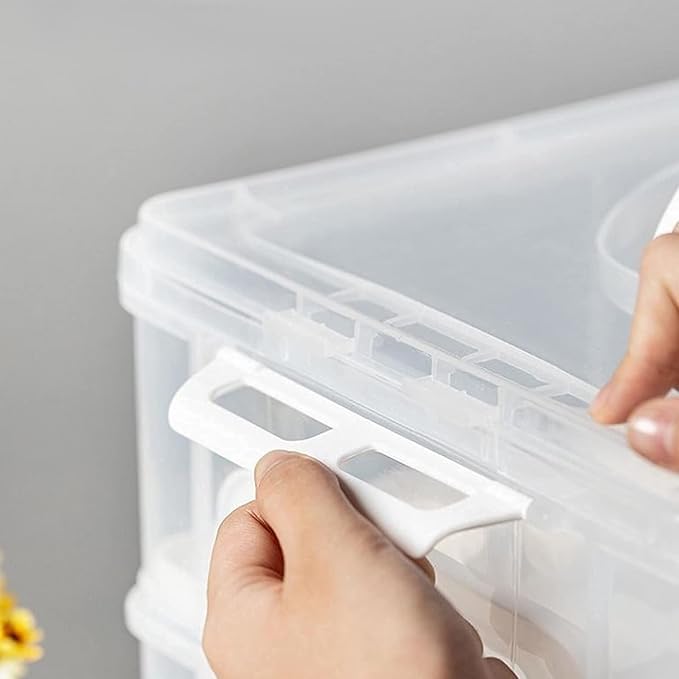 FEOOWV 3 Tier Cupcake Carrier with Lid,Holds 36 Cupcakes or 3 Large Cakes Food Transporter Container with 3 Tier Stackable Layer Insert