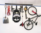 74" Adjustable Overhead Storage Track/Bike Rack With Hooks Slide and Rotate. 50 Lbs. Per Hook.