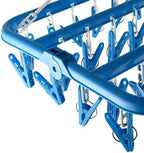 Clip and Drip Hanger Clothes Hanger Drying Rack 32 Clips (Blue)