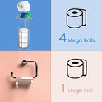 Chrome Toilet Paper Holder Stand Tissue Holder for Bathroom with Shelf Storage Holds 4 Mega Rolls Phone and Wipes