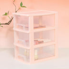 Gonice Small 3 Drawer Storage Organizer, Pink Plastic Drawer Storage, Small Desktop Organizer for Home, Office