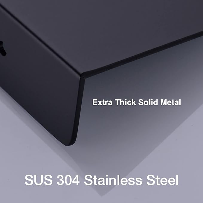 TRUSTMI Wall Mounted Bathroom Shelf, SUS 304 Stainless Steel Floating Storage Organizer, Kitchen Bedroom Flat Shelf, 20 inch by 4 inch, Matte Black