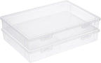 BTSKY Clear Plastic Storage Box with Flap Lid, Multipurpose Craft Organizers and Storage Box Art Supply Storage Organizer Plastic Sewing Box for Pencils Markers Notebooks A4 Files, 2 Pack Large