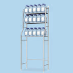 3-Tier Over The Toilet Storage, Over Toilet Bathroom Organizer, Freestanding Metal Bathroom Shelves, Over The Toilet Organizer with Hooks and Paper Holder, Space-Saving, Stainless Steel