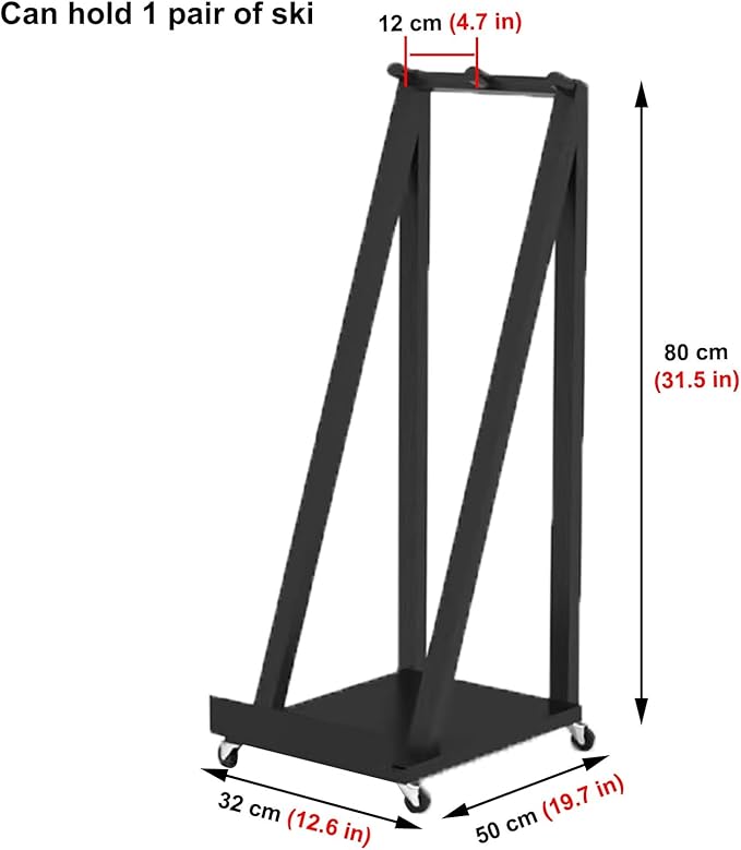 Indoor Ski Storage Rack Vertical, 1 2 3 4 5 6 Pair Ski Display Stand for Carrier/Organizer/Storage, Floor Standing Longboard Holders with Wheels(Hold 1 pair ski)