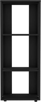 Vertical File Shelves with 3-Tier, Black Engineered Wood, Classic Open Storage Shelves for Home Office, Study Room