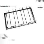 Wine Glass Rack Under Cabinet - Stemware Holder Metal Wine Glass Organizer Glasses Storage Hanger for Bar Kitchen Black 4 Rows