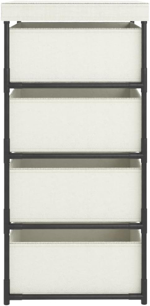 4 Tier Storage Organizer with Removable Fabric Baskets, Cream Steel Frame Shelving Unit for Bedroom Closet Organization, Home Office Storage Solution