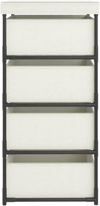 4 Tier Storage Organizer with Removable Fabric Baskets, Cream Steel Frame Shelving Unit for Bedroom Closet Organization, Home Office Storage Solution