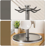Organizer Rack Rotatable Utensil Holder, With 8 Hooks And 360 Degree Rotation For Kitchen Countertop, Space Saving Organizer For Cooking Tools(Grey)