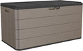 110 Gallon Pro Resin Deck Box, Waterproof Outdoor Storage Bin for Patio Furniture, Pool Accessories, and Garden Tools, Lockable & UV-Resistant, Brown