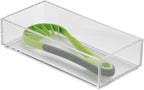 IDesign Decorative Countertop Vanity Tray Organizer for Bathroom, Bedroom, Closet, Entryway, The Clarity Collection – 4” x 8” x 2”, Clear, Small