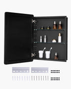 VEVOR Medicine Cabinet, 24 x 30 inch, Medicine Cabinet for Bathroom with Mirror, Aluminum Frame Bathroom Wall Cabinet, 2-Layer Adjustable Shelves, Recessed & Wall-Mounted Installation