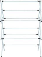 Household Essentials Folding Clothes Drying Rack with Strong Steel Frame and 11 Coated Dowels, White