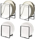 4 Pack Kitchen Plate Holder Organizer for Cabinet Space Saver, Kitchen Dish Storage Drying Racks, Metal Upright Dish Stand for Counter Cupboard (Black)