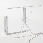 Upgrade 4-Legged Clothes Drying Rack with 4 Telescopic Rods and 4 Shoe Rods, Collapsible Drying Racks for Indoor Outdoor Use, Space-Saving Laundry Drying Rack (White)