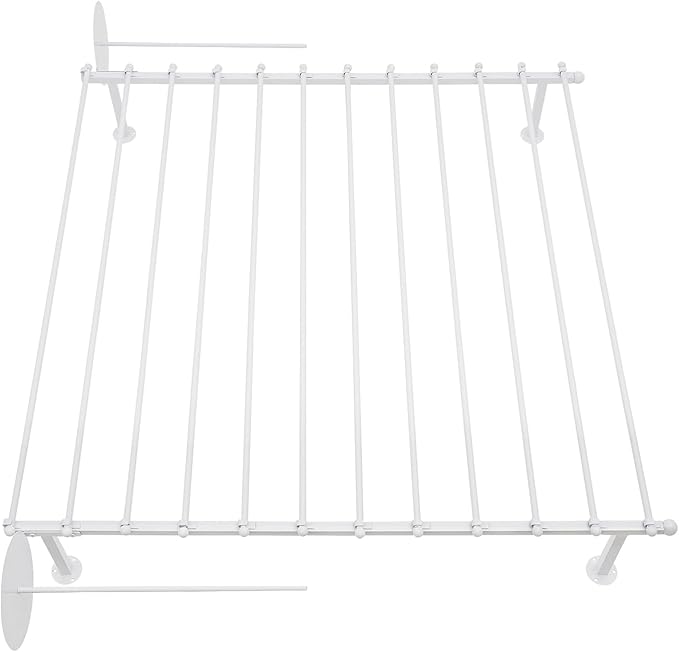 Heavy Duty Iron Ribbon Organizer Rack Wall Mounted, 12-Rod Modern Metal Craft Organizer for Ribbons, Wrapping Paper, Vinyl Rolls, Space Saving Storage Rack for Florist, Home (White)