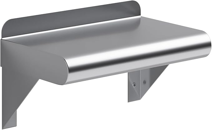 AmGood 6 in. x 10 in. Stainless Steel Wall Shelf | NSF | Metal Shelving | Garage, Laundry, Storage, Utility Room | Restaurant, Commercial Kitchen