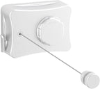 Retractable Clothesline for Outdoor & Indoor Use, 16.73 Ft Heavy Duty Retracting Clothes Line with Single Stainless Steel Rope - Laundry Drying Rack for Bathroom, Outside Areas (White)
