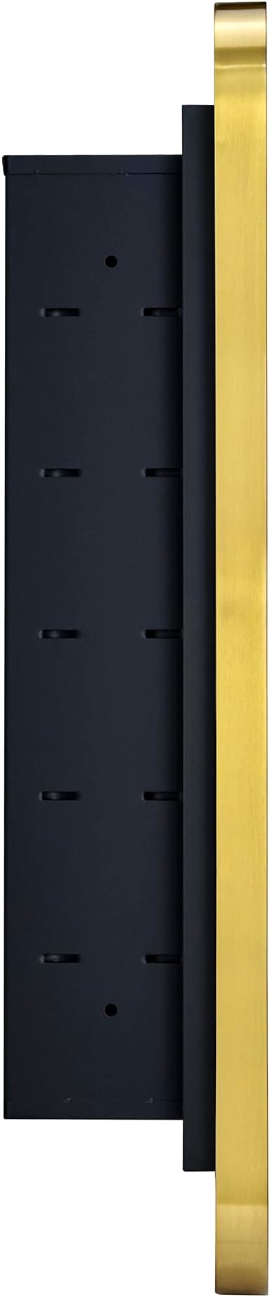 Brushed Gold Rectangle Recessed Bathroom Medicine Cabinet with Mirror Stainless Steel Metal Framed Rounded Rectangular Bathroom Cabinet with Mirror 16x24''