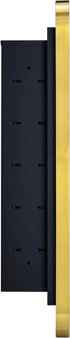 Brushed Gold Rectangle Recessed Bathroom Medicine Cabinet with Mirror Stainless Steel Metal Framed Rounded Rectangular Bathroom Cabinet with Mirror 16x24''