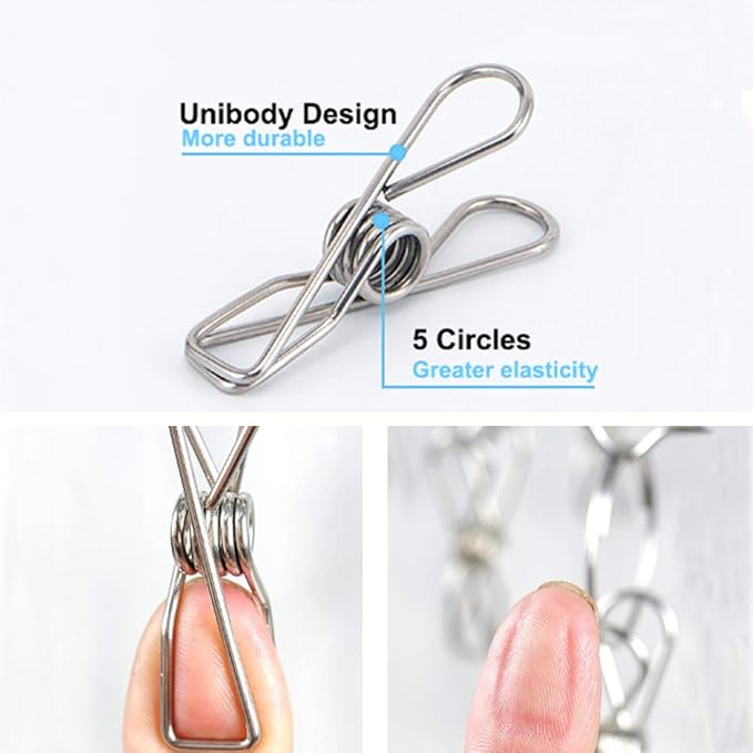 Seropy Clothes Hanger with 10 Clips Laundry Drying Rack 6 Pack, Clothes Drying Rack Stainless Steel Sock Hangers Windproof Clip and Drip Hanger for Drying Socks, Bras, Towel, Underwear, Baby Clothes