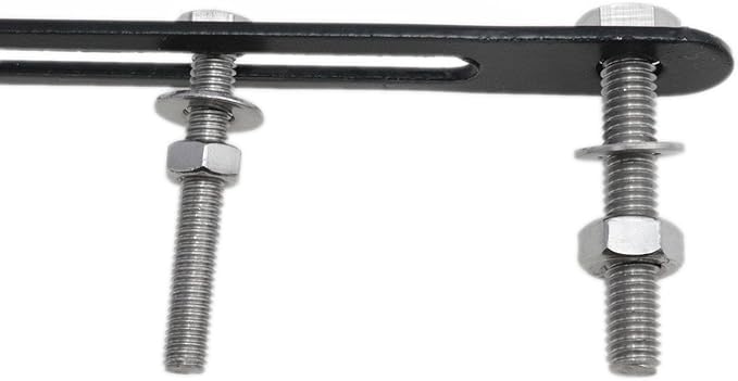 Bicycle Basket Mounting Bracket with Screws and Nuts, Black, Metal, 20cm x 15mm x 2mm, 5 kg Load Capacity, Rack Mounting Type, 2PCS