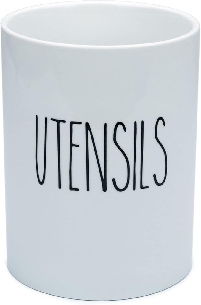 Heartland Home Kitchen Utensil Holder for Countertop. White Porcelain Cooking Large Spatula Holder and Cooking Spoon Holder. White Kitchen Decor and Farmhouse Gifts.