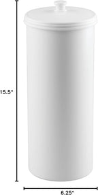 iDesign Freestanding Bathroom Toilet Paper Storage Holder with Lid for 3 Extra Rolls,White,(Pack of 4)