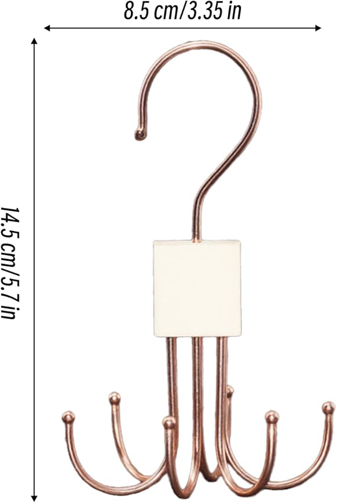 Belt Hanger, 4Pcs Belt Organizer for Closet 360°,Rotatable Max 48 Belt Storage Rack Space Saving Storage Rack for Belt, Bra, Tank Top, Tie, Scarf(2White 2Rose Gold)