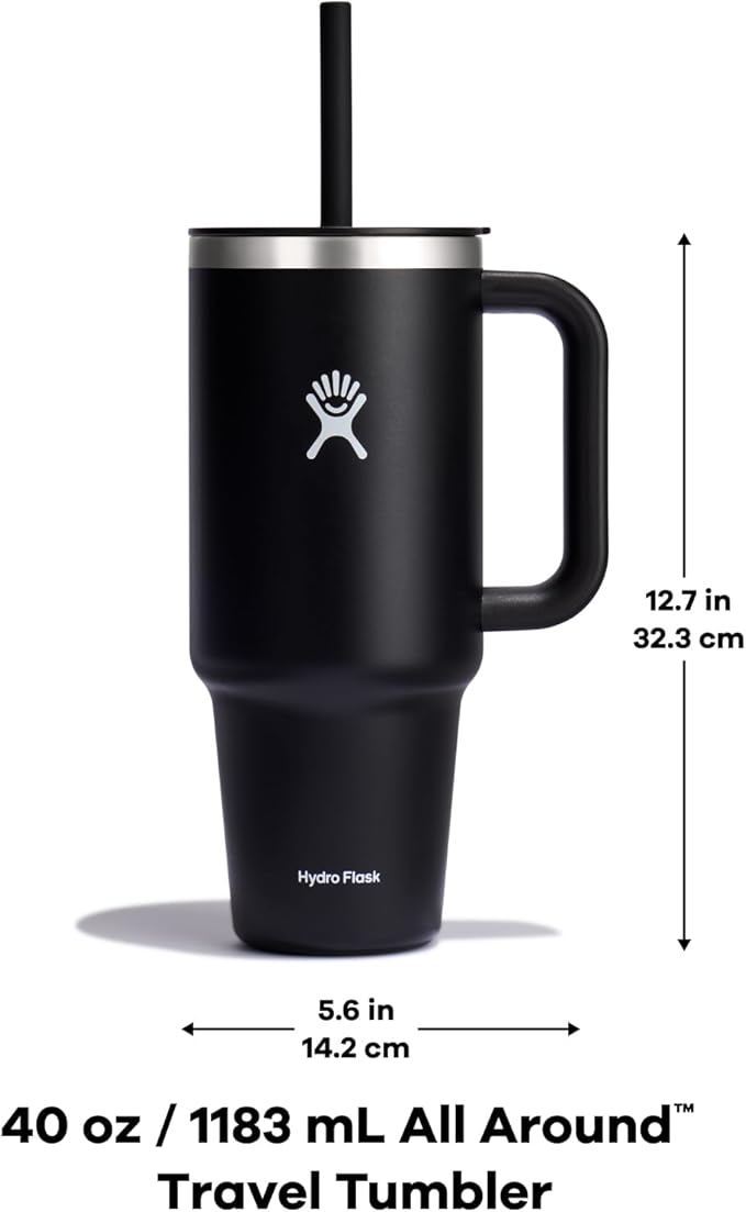 Hydro Flask 40 Oz Travel Tumbler with Handle, Lid and Straw - Insulated Stainless Steel in 40 Oz Birch