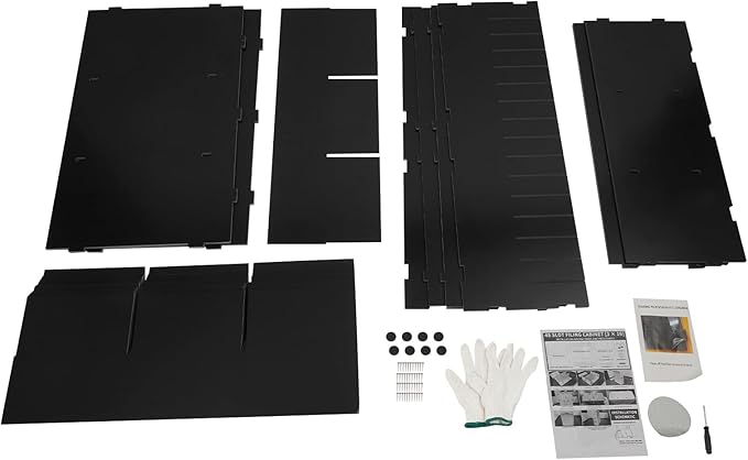 48 Compartments Literature Organizer, PVC Mail Sorter with Removable Shelves, 110 lbs Capacity Paper Storage Cabinet for Office Home Classroom, File Sorter for Document & Mail (Black)