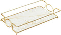 Vanity Bathroom Counter Tray Gold Glass Perfume Organizer Holder Cosmetics Makeup Skincare Display Decorative Vanity Trays Storage Rack for Bathroom Dresser Bedroom (1 Tier Platinum-Small)